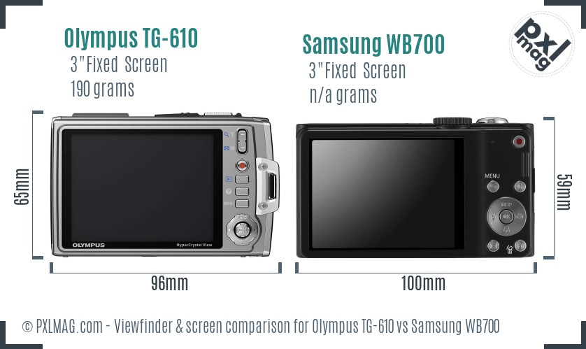 Olympus TG-610 vs Samsung WB700 Screen and Viewfinder comparison