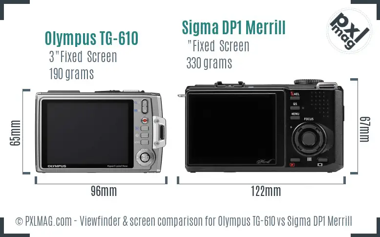 Olympus TG-610 vs Sigma DP1 Merrill Screen and Viewfinder comparison