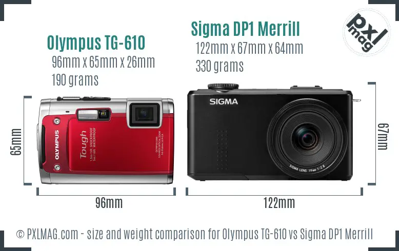Olympus TG-610 vs Sigma DP1 Merrill size comparison Olympus TG-610 vs Sigma DP1 Merrill size comparison