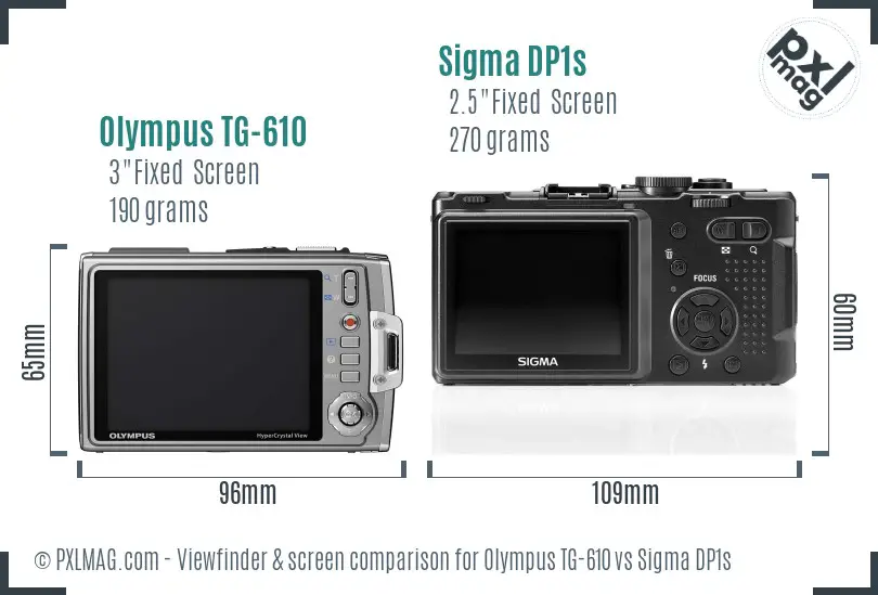 Olympus TG-610 vs Sigma DP1s Screen and Viewfinder comparison