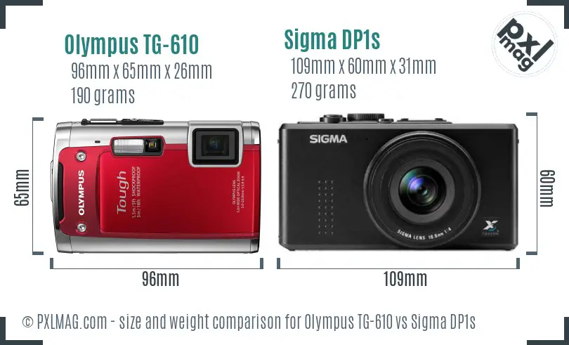 Olympus TG-610 vs Sigma DP1s size comparison