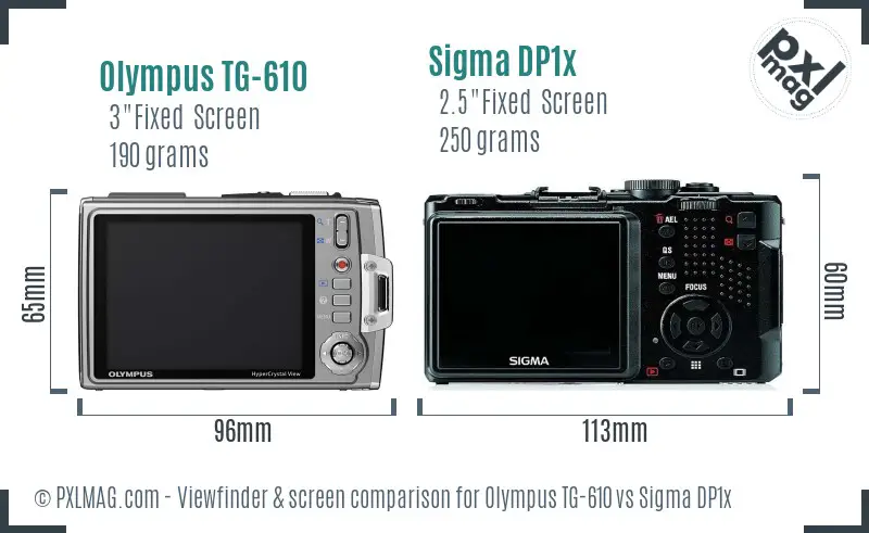 Olympus TG-610 vs Sigma DP1x Screen and Viewfinder comparison Olympus TG-610 vs Sigma DP1x Screen and Viewfinder comparison