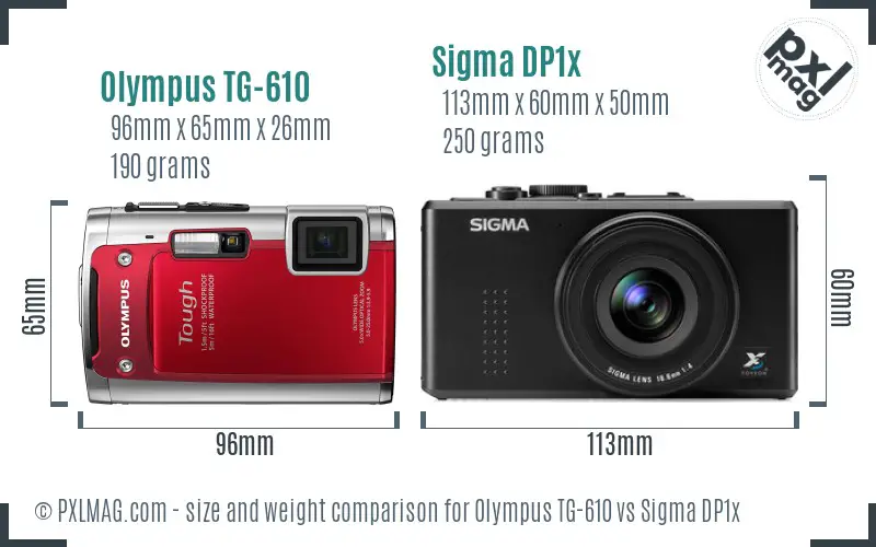 Olympus TG-610 vs Sigma DP1x size comparison Olympus TG-610 vs Sigma DP1x size comparison