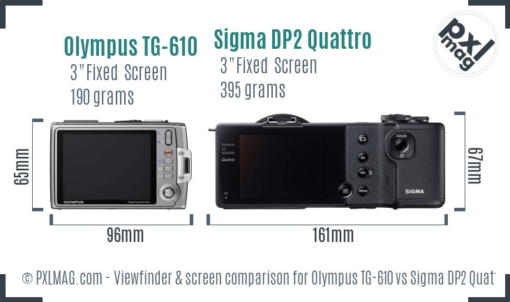 Olympus TG-610 vs Sigma DP2 Quattro Screen and Viewfinder comparison