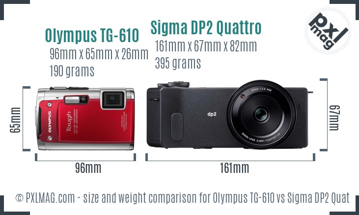 Olympus TG-610 vs Sigma DP2 Quattro size comparison