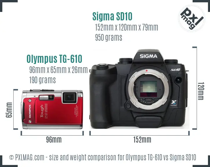 Olympus TG-610 vs Sigma SD10 size comparison