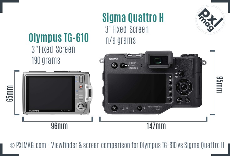 Olympus TG-610 vs Sigma Quattro H Screen and Viewfinder comparison