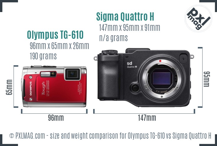 Olympus TG-610 vs Sigma Quattro H size comparison