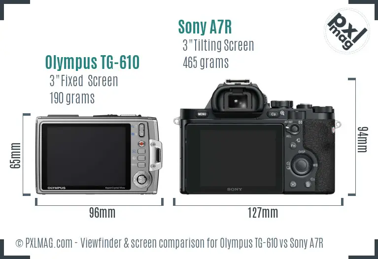 Olympus TG-610 vs Sony A7R Screen and Viewfinder comparison Olympus TG-610 vs Sony A7R Screen and Viewfinder comparison