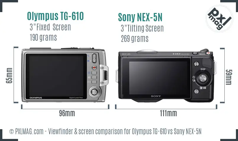 Olympus TG-610 vs Sony NEX-5N Screen and Viewfinder comparison