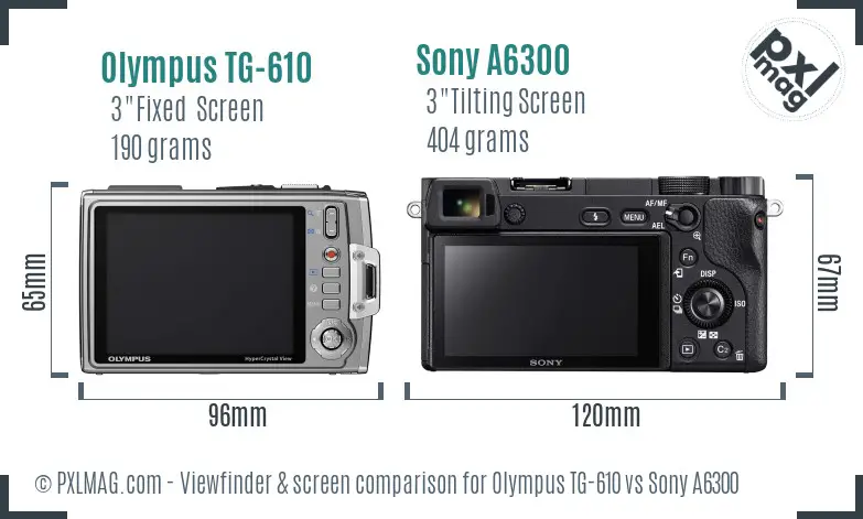 Olympus TG-610 vs Sony A6300 Screen and Viewfinder comparison