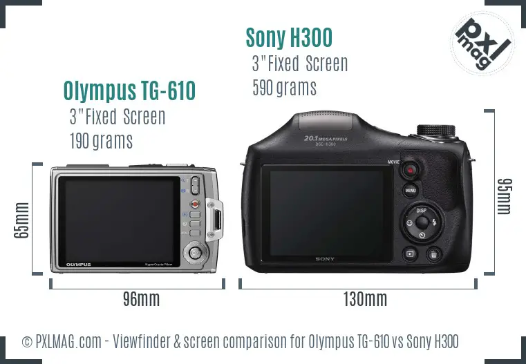 Olympus TG-610 vs Sony H300 Screen and Viewfinder comparison