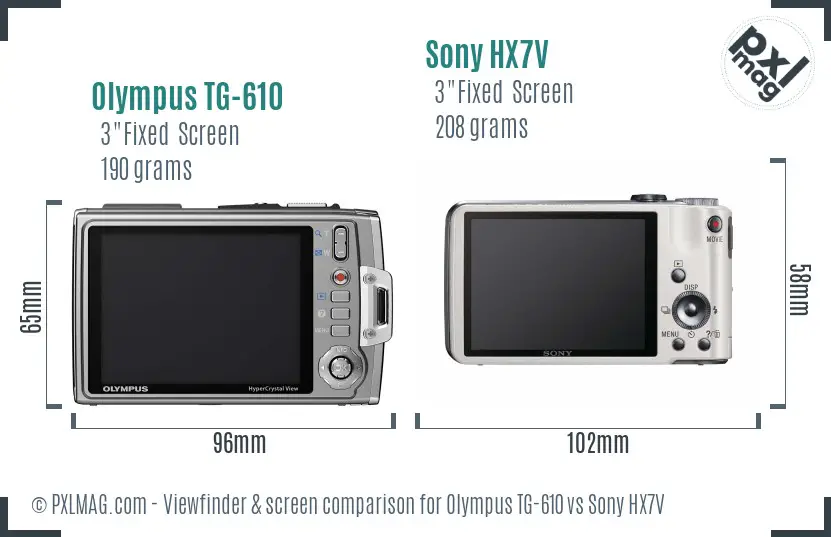 Olympus TG-610 vs Sony HX7V Screen and Viewfinder comparison