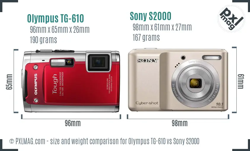 Olympus TG-610 vs Sony S2000 size comparison