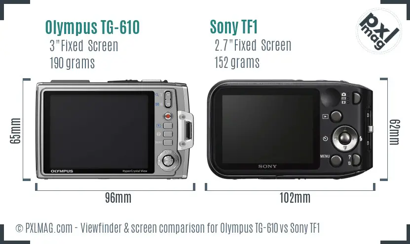Olympus TG-610 vs Sony TF1 Screen and Viewfinder comparison
