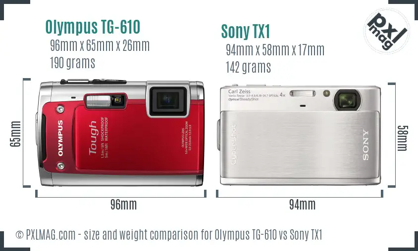 Olympus TG-610 vs Sony TX1 size comparison