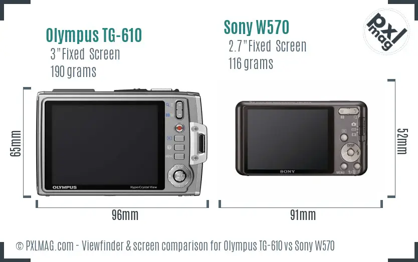 Olympus TG-610 vs Sony W570 Screen and Viewfinder comparison
