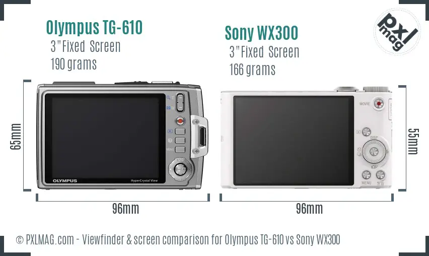 Olympus TG-610 vs Sony WX300 Screen and Viewfinder comparison
