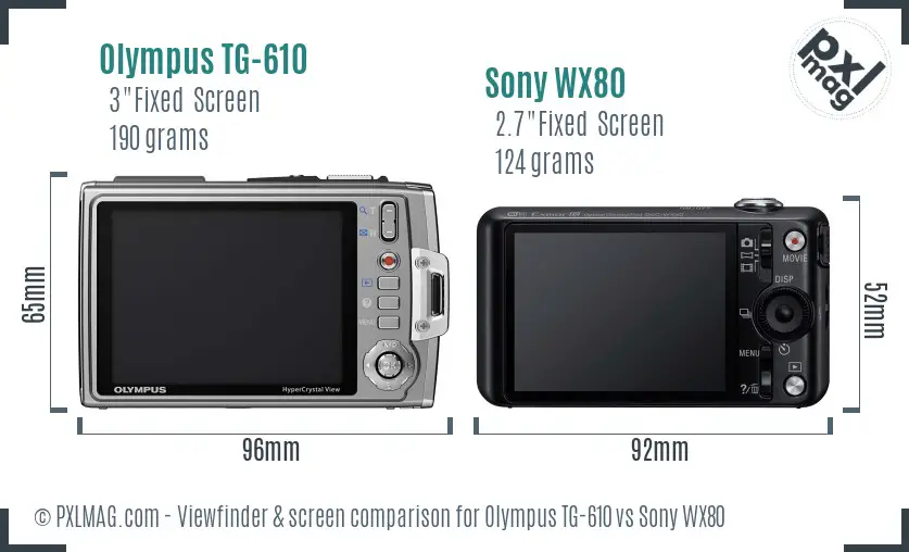 Olympus TG-610 vs Sony WX80 Screen and Viewfinder comparison