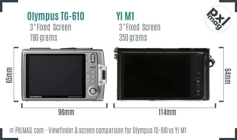 Olympus TG-610 vs YI M1 Screen and Viewfinder comparison