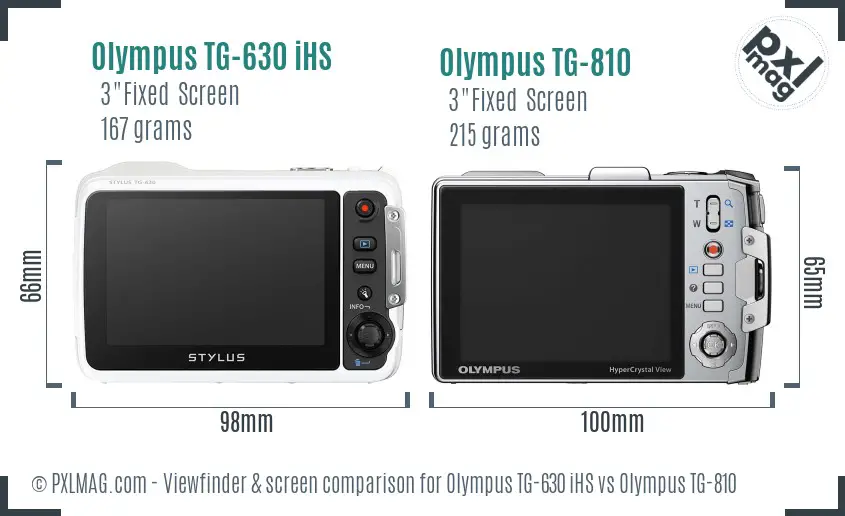 Olympus TG-630 iHS vs Olympus TG-810 Screen and Viewfinder comparison