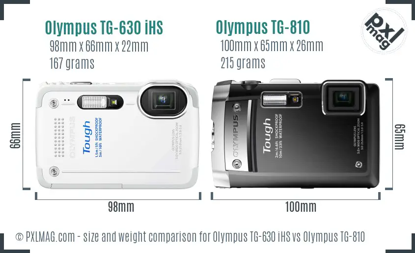 Olympus TG-630 iHS vs Olympus TG-810 size comparison