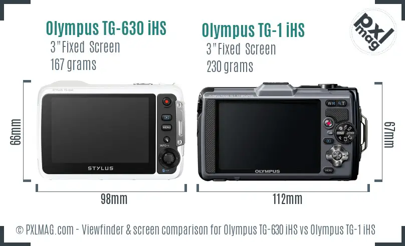 Olympus TG-630 iHS vs Olympus TG-1 iHS Screen and Viewfinder comparison