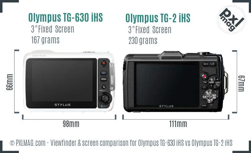Olympus TG-630 iHS vs Olympus TG-2 iHS Screen and Viewfinder comparison