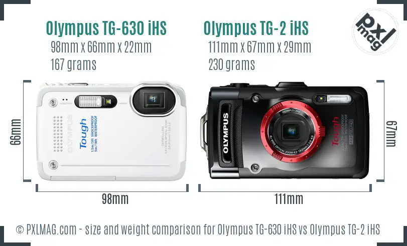 Olympus TG-630 iHS vs Olympus TG-2 iHS size comparison