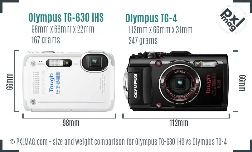 Olympus TG-630 iHS vs Olympus TG-4 size comparison