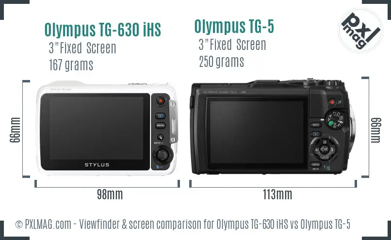 Olympus TG-630 iHS vs Olympus TG-5 Screen and Viewfinder comparison