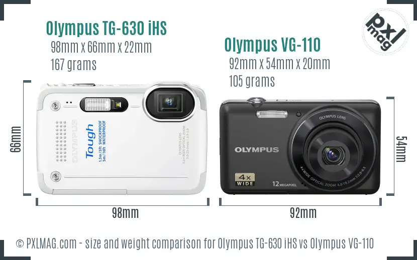 Olympus TG-630 iHS vs Olympus VG-110 size comparison