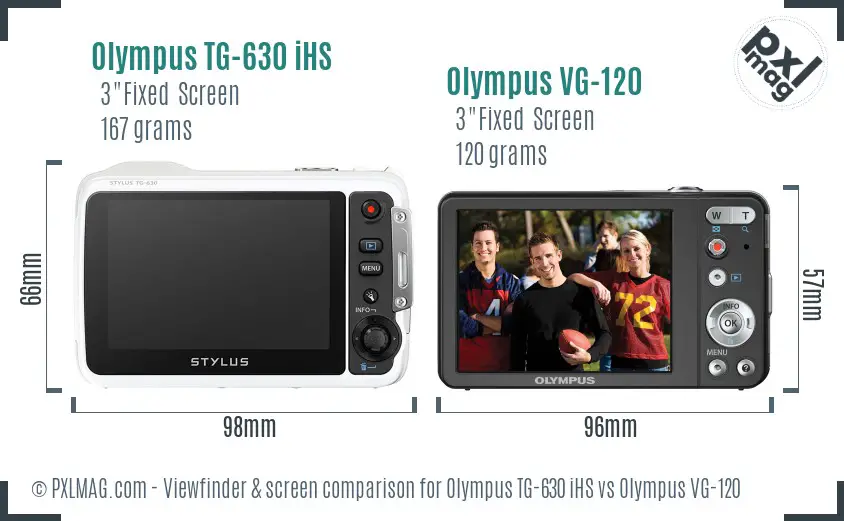 Olympus TG-630 iHS vs Olympus VG-120 Screen and Viewfinder comparison