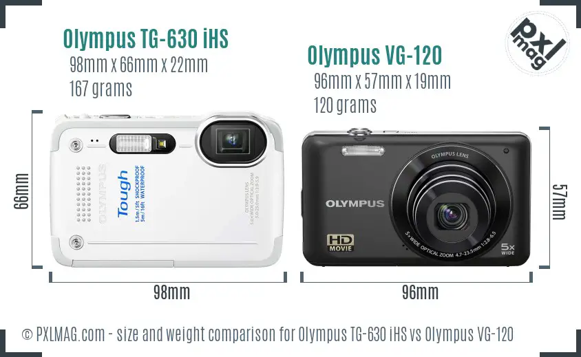 Olympus TG-630 iHS vs Olympus VG-120 size comparison