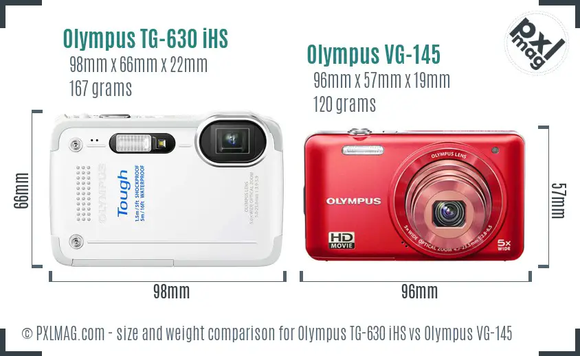 Olympus TG-630 iHS vs Olympus VG-145 size comparison