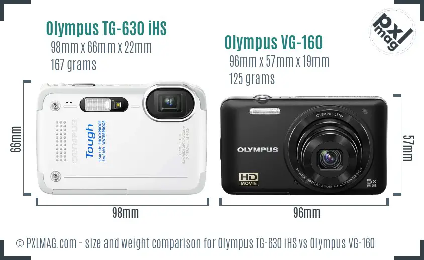 Olympus TG-630 iHS vs Olympus VG-160 size comparison