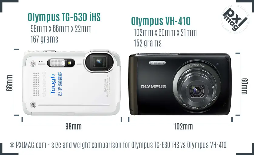 Olympus TG-630 iHS vs Olympus VH-410 size comparison