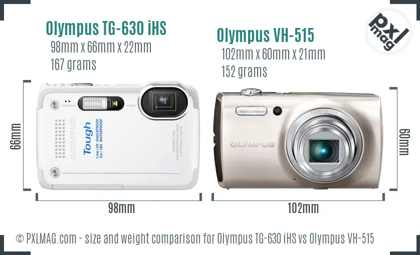 Olympus TG-630 iHS vs Olympus VH-515 size comparison
