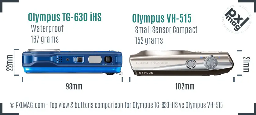 Olympus TG-630 iHS vs Olympus VH-515 top view buttons comparison