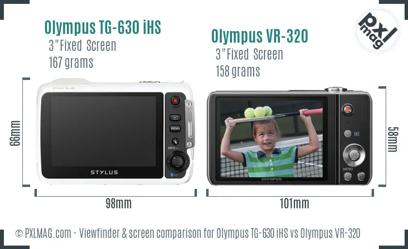 Olympus TG-630 iHS vs Olympus VR-320 Screen and Viewfinder comparison