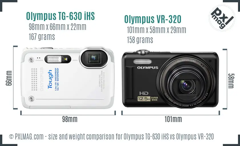 Olympus TG-630 iHS vs Olympus VR-320 size comparison