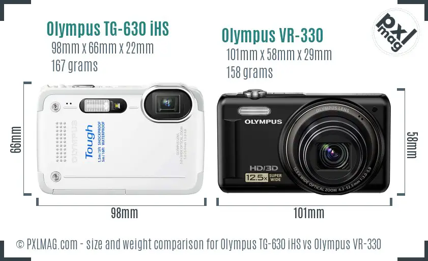 Olympus TG-630 iHS vs Olympus VR-330 size comparison
