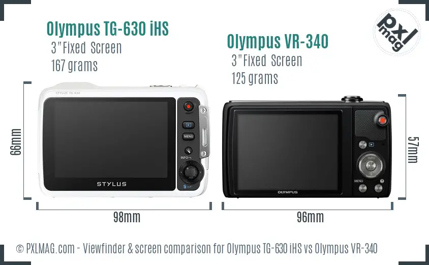 Olympus TG-630 iHS vs Olympus VR-340 Screen and Viewfinder comparison
