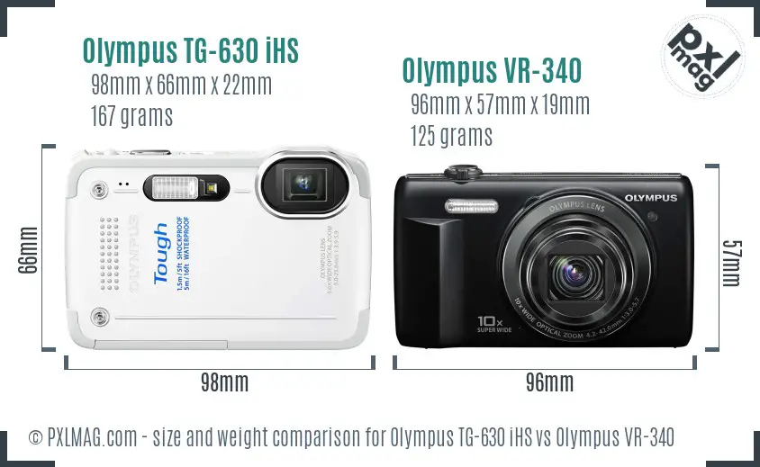 Olympus TG-630 iHS vs Olympus VR-340 size comparison
