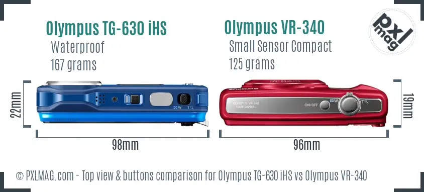 Olympus TG-630 iHS vs Olympus VR-340 top view buttons comparison