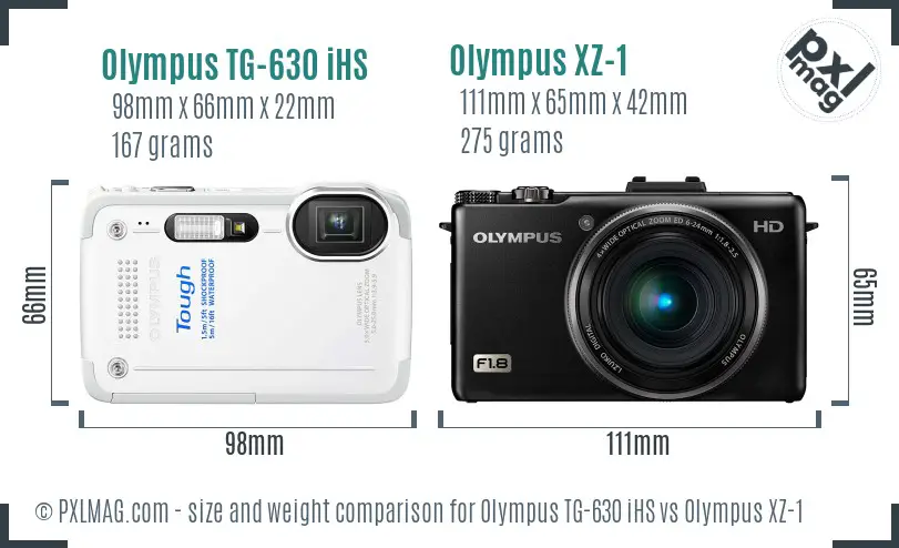 Olympus TG-630 iHS vs Olympus XZ-1 size comparison