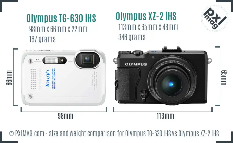 Olympus TG-630 iHS vs Olympus XZ-2 iHS size comparison