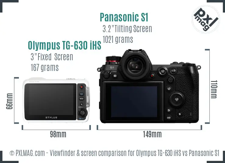 Olympus TG-630 iHS vs Panasonic S1 Screen and Viewfinder comparison