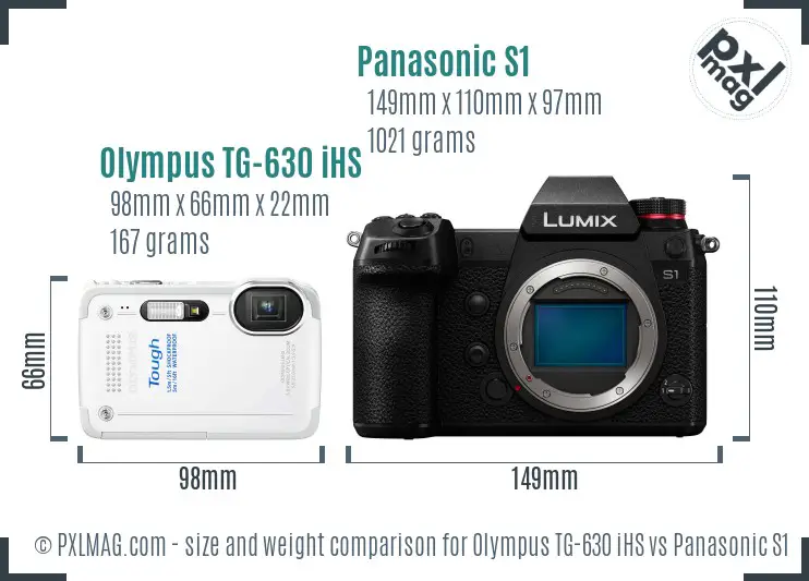 Olympus TG-630 iHS vs Panasonic S1 size comparison