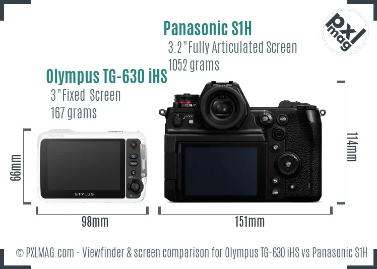 Olympus TG-630 iHS vs Panasonic S1H Screen and Viewfinder comparison